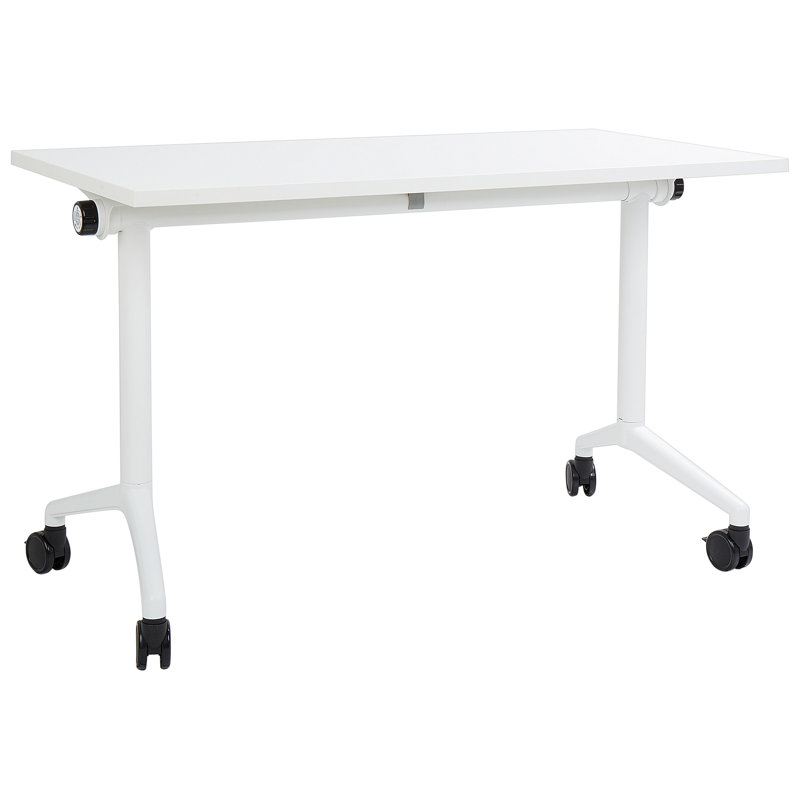 Yawen Metal Base Writing Desk, White/White, 120cm H x 60cm W