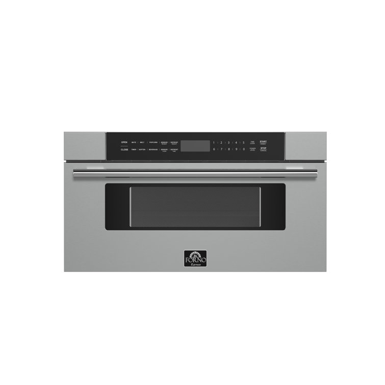 Forno Capoliveri 30" Microwave Drawer, Stainless-Steel, 1.2 cu.ft., 1000 Watt, Built-In, Touch Control LCD Display, Auto-Touch Open/Close, 11 Power Levels, Sensor Cooking