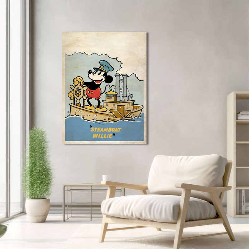 Wrapped Canvas Print: Eric Chestier, Steamboat Willie, Beige, 100cm H x 70cm W