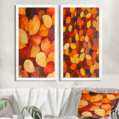 Feuilles d'automne au Canada I - art mural sur toile floral, décoration murale traditionnelle florale 2 pièces