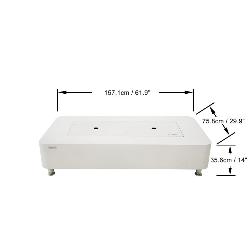 Cream White Concrete Ethanol Fire Pit Table with Windscreen