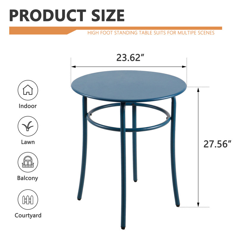 Round Tall High Standing Table For Patio, Metal Tall Bistro Table Set Of 2, High Bar Table For Small Spaces, Tall Outdoor End Table Coffee Table For Porch Garden Poolside Backyard