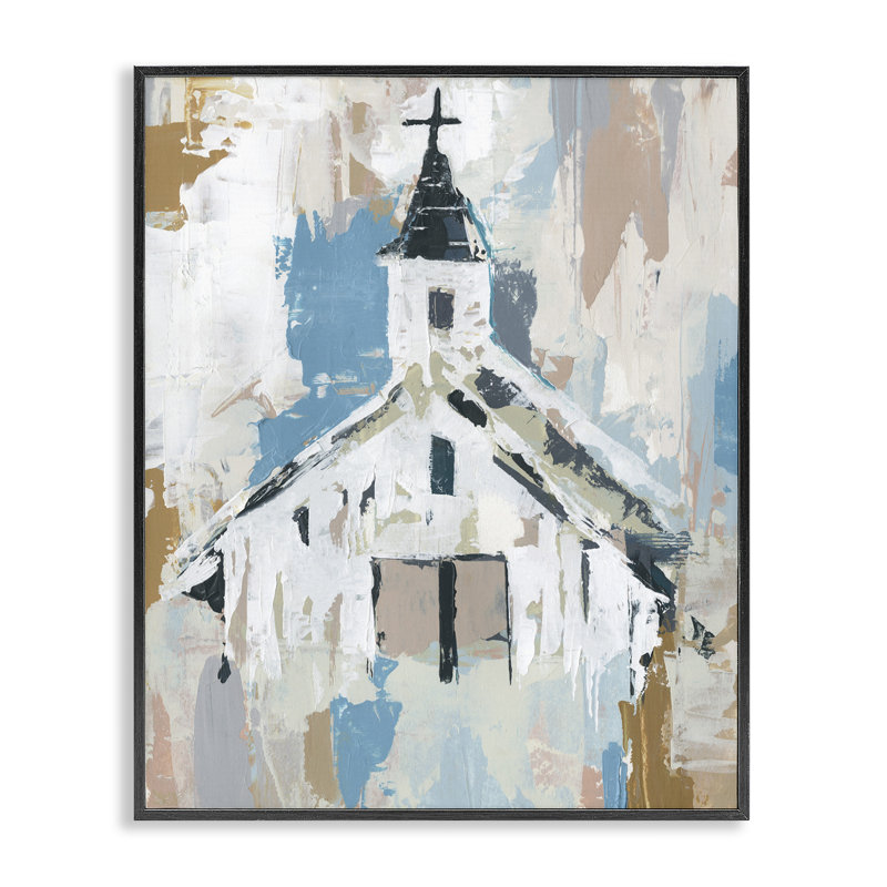 Motif abstrait de maison de campagne patinée, Giclée encadrée noir minuit, H 11 po x l 14 po