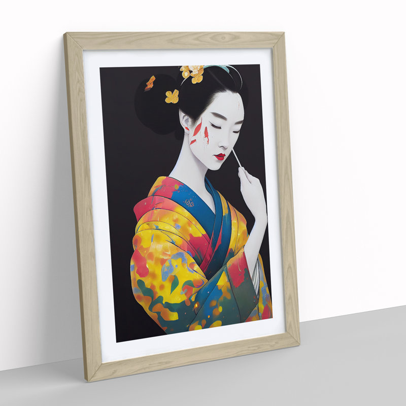 Drip Geisha No.5 - Framed Print, 34cm H x 25cm W x 2cm D, Oak