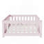 Lit simple au sol avec clôture sans porte, lit en bois d'hévéa avec barrières de sécurité, rose-84381969