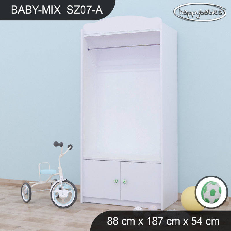 Baby 4 Door Wardrobe, White/Green