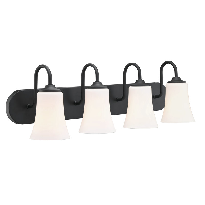 Abubaker 4 - Light Dimmable Vanity Light, Flat Black, White Frosted