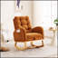 Chaise berçante d'appoint caramel avec repose-pieds, haut dossier et pieds en bois d'hévéa pour des espaces de vie confortables