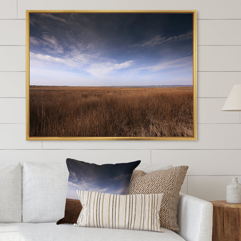 Magnifique champ de blé mystique - décoration murale traditionnelle sur toile, H 8 po x l 12 po x P 1 po, Cadre flottant doré