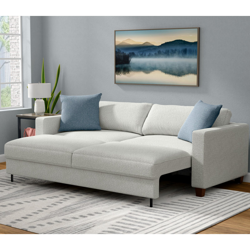 Canapé-lit escamotable Jibria 87 po avec coussins, recouvert d'un tissu bouclé confortable