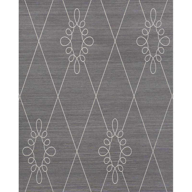 Sylvie Embroidered Sisal Wallpaper, Charcoal