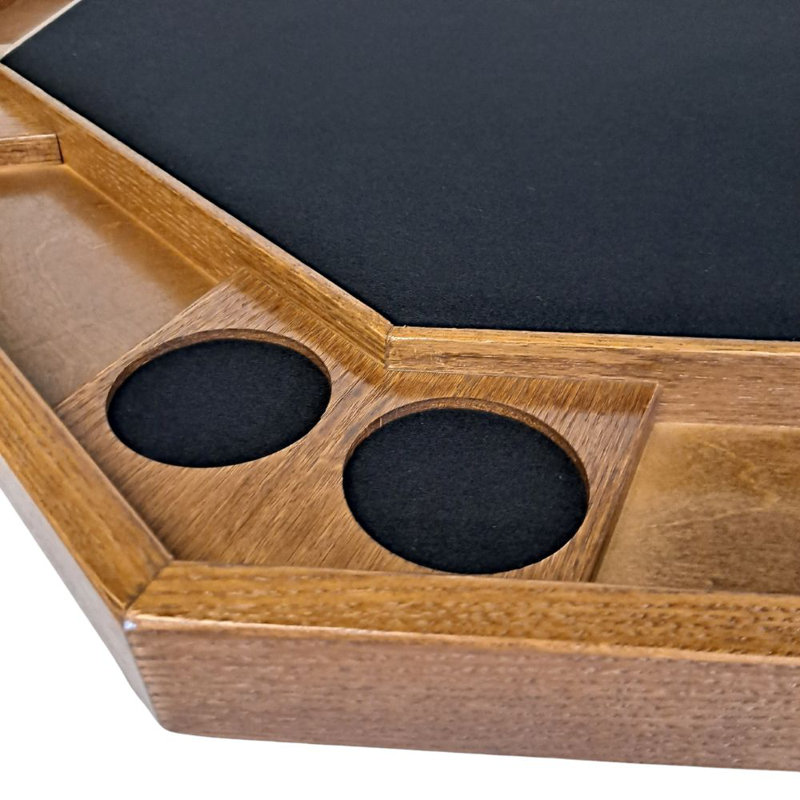 Table de poker à piédestal, Bois fruitier / noyer, Vinyle noir, 57"