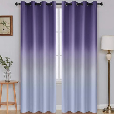 Yakamok rideaux de couleur dégradé bloquant la lumière mauve lavande dégradé ombré rideaux obscurcissant avec œillets pour salon / chambre à coucher (mauve lavande, 2 panneaux, 52 x 84 po)