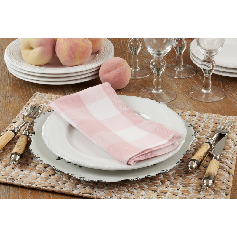 Franco Plaid Square Napkin, Pink