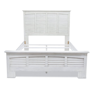 Ascan - Solid Wood Bed - Queen - Weathered White Finish