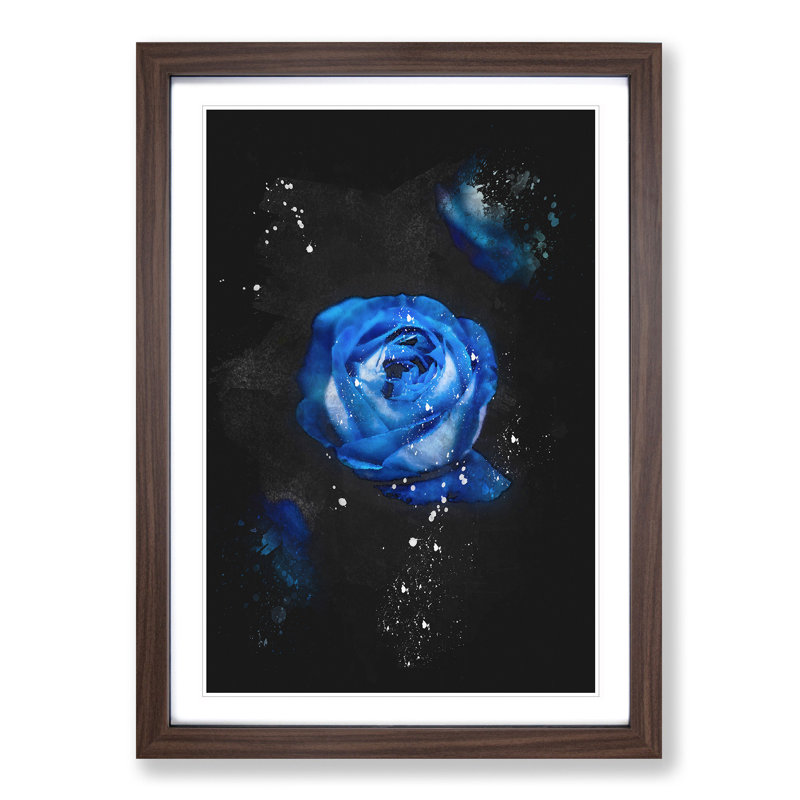 Trio of Blue Roses - Picture Frame Painting Print, 33cm H x 24cm W x 2cm D, Walnut Framed