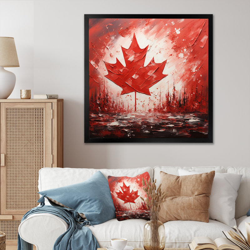 Drapeau Berley drapeau canadien I - impression, Cadre simple noir, H 16 po x l 16 po x P 1 po