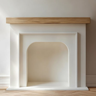 Beige Burlywood Solid Wood Freestanding Fireplace