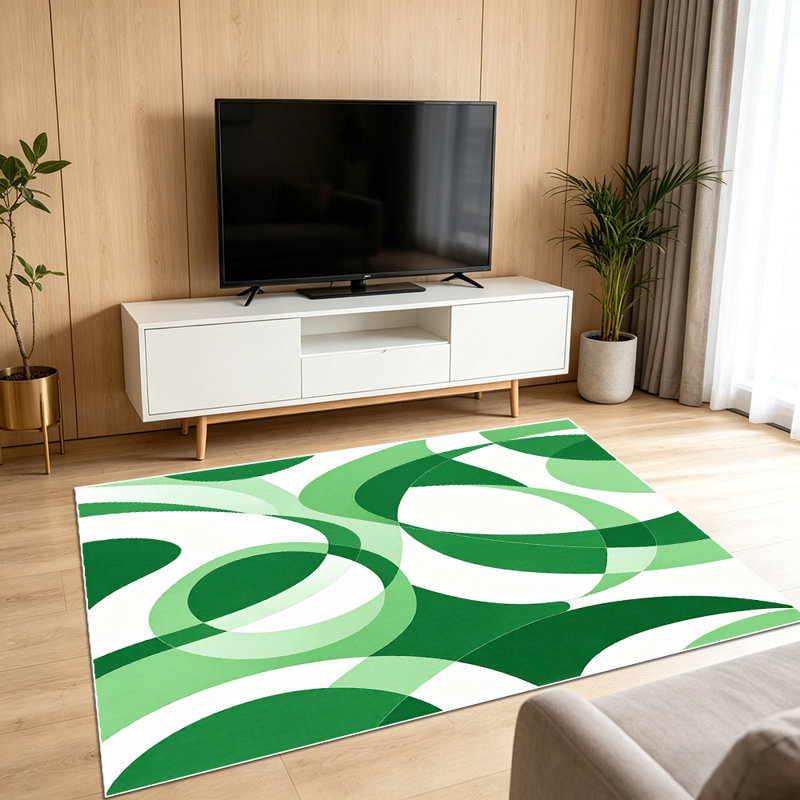 1PC Green Ombre Swirl Geometric area rugs for Living Room, Soft and Comfortable, Suitable for all seasons, easy-to-maintain, machine washable Indoor floor mat, Under Table Farmhouse suitable for kitchen, dining room, bedroom, entryway, home office,...