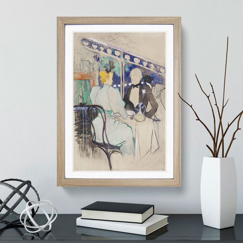 Fashionable People by Henri de Toulouse-Lautrec - Picture Frame Painting, 90cm H x 65cm W x 2cm D, Oak