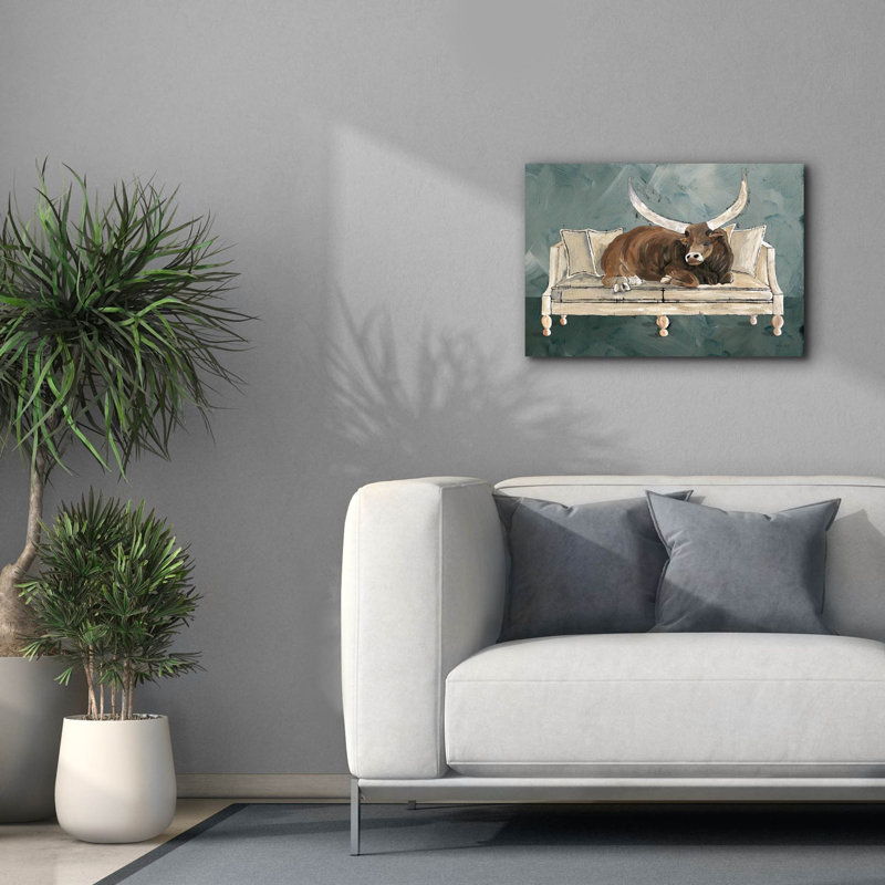  «Cowches 2» par Cindy Jacobs, art mural sur toile, 26 po x 18 po