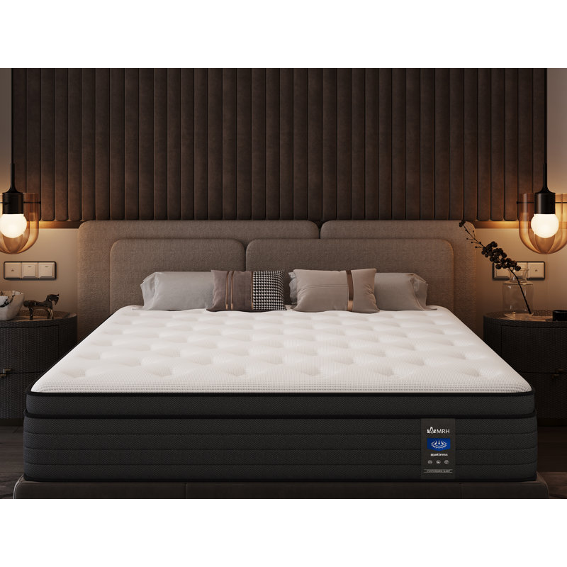 Matelas en mousse à mémoire de forme mi-ferme à ressorts ensachés de 12 po avec matelas à ressorts ensachés, Lit double