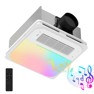 Ventilateur de salle de bain avec chauffage, capteur d'humidité intelligent, télécommande