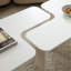 Table basse en L 34,7 po moderne, finition blanche, peinture multicouche, construction, espace pour la vie en appartement, construction améliorée, porteuse, facile à assembler