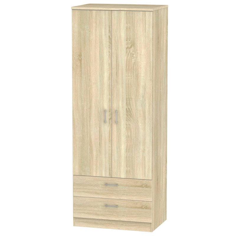 Ingram 2 Door Manufactured Wood Wardrobe, Bardolino Oak, H183 x W74 x D53cm
