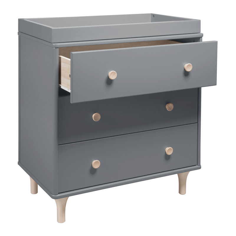 Lolly 3 Drawer Changing Table, Gray/Washed Natural