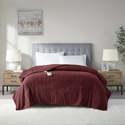 Ribbed Micro Fleece Heated Blanket