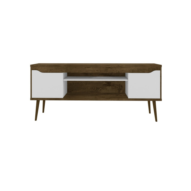 Bradley 63" TV Stand In Rustic Brown And White, Brown/White