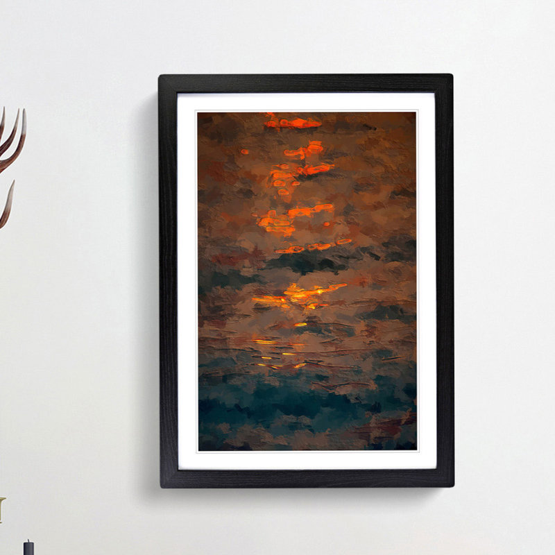 Shimmers upon the Water in Abstract - Picture Frame Graphic Art Print, 76cm H x 50cm W x 2cm D, Black