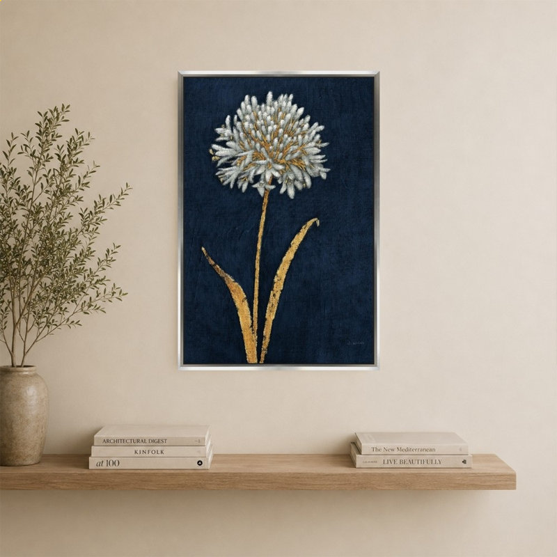 «Shimmering Summer I Indigo» par James Wiens - impression sur toile, H 40 po x l 28 po, Argent