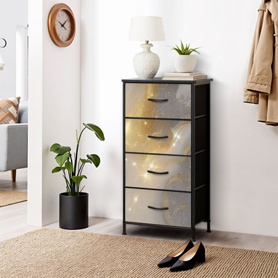 slim fit dress slacks Mid Modernist Gold, Silver, White Mod 4-Drawer Dresser main image 1