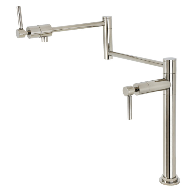 Kingston Brass Concord Two-Handle 1-Hole Deck Mount Pot Filler Faucet, Lever Handle, Polished Nickel