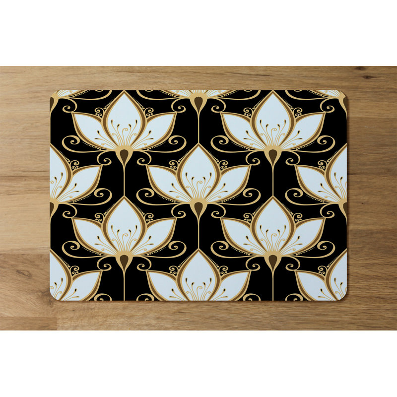 Obrien Polyester, Wood Damask Rectangle Placemat