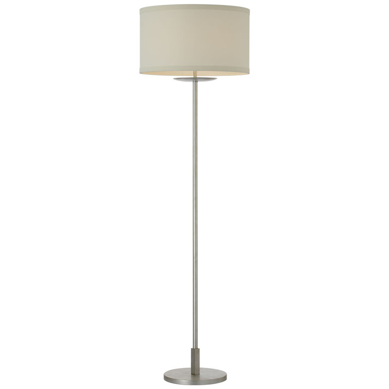 kate spade new york Walker 58" Cordless Floor Lamp with Linen Shade, White, Burnished Silver Leaf