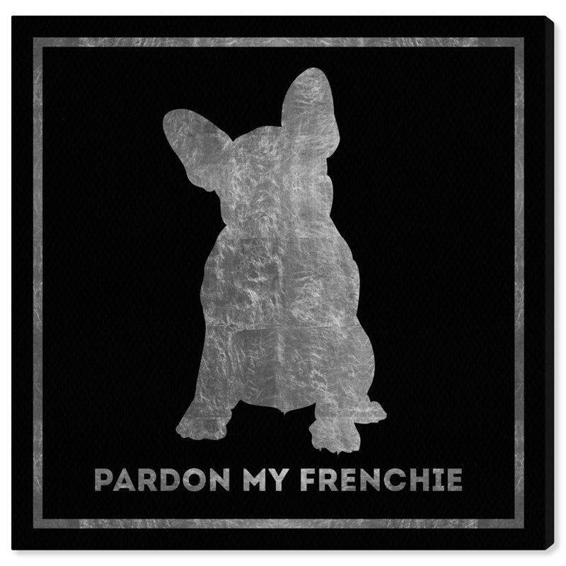 «Dogs and Puppies», Frenchie Noir Silver, impression sur toile tendue, H 12 po x l 12 po x P 1,5 po