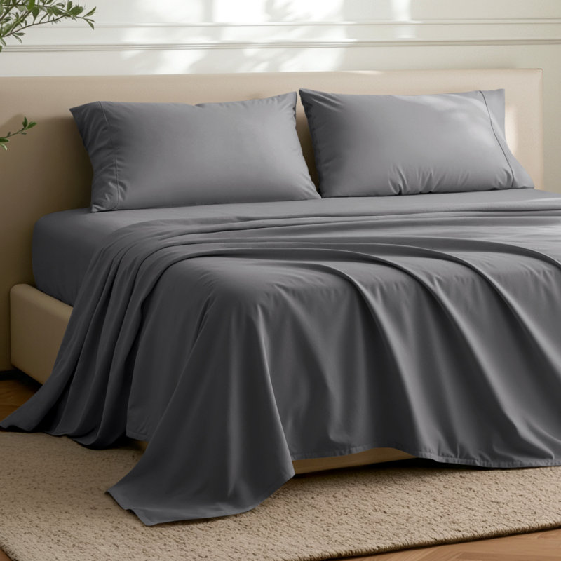 Microfiber Flat Sheet, Queen Flat Sheet, Gray