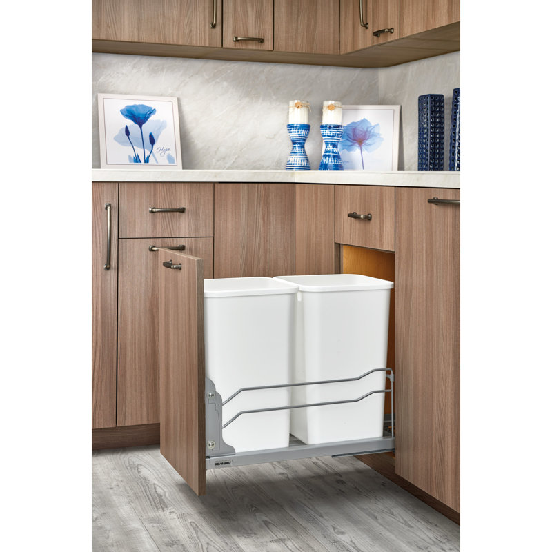 Champagne Double Pull-Out Trash Can with Soft-Close Slides