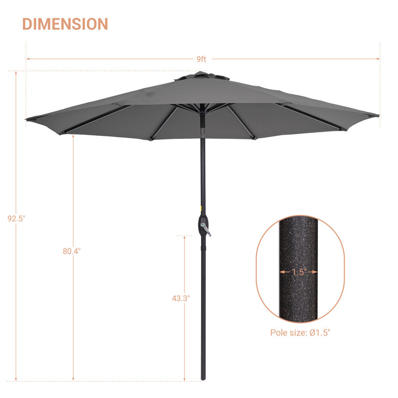 Parasol de marché rond 106,3 po Asyraf, Gris anthracite