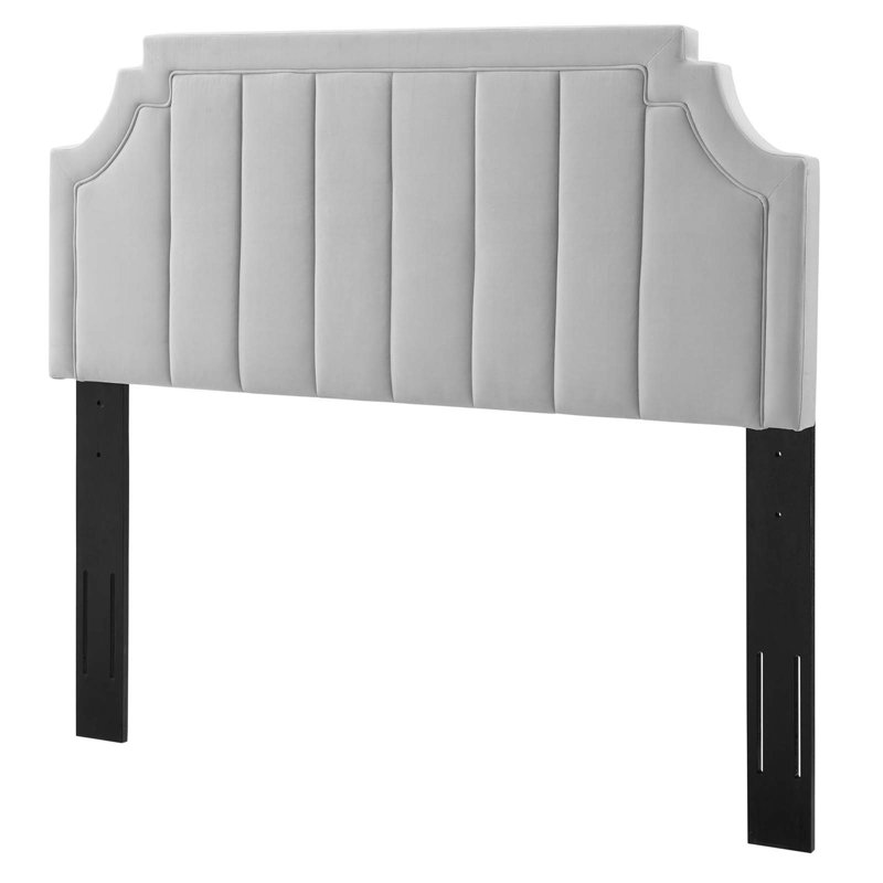 Deltona Light Green Velvet Upholstered King/California King Headboard, Twin, Light Gray
