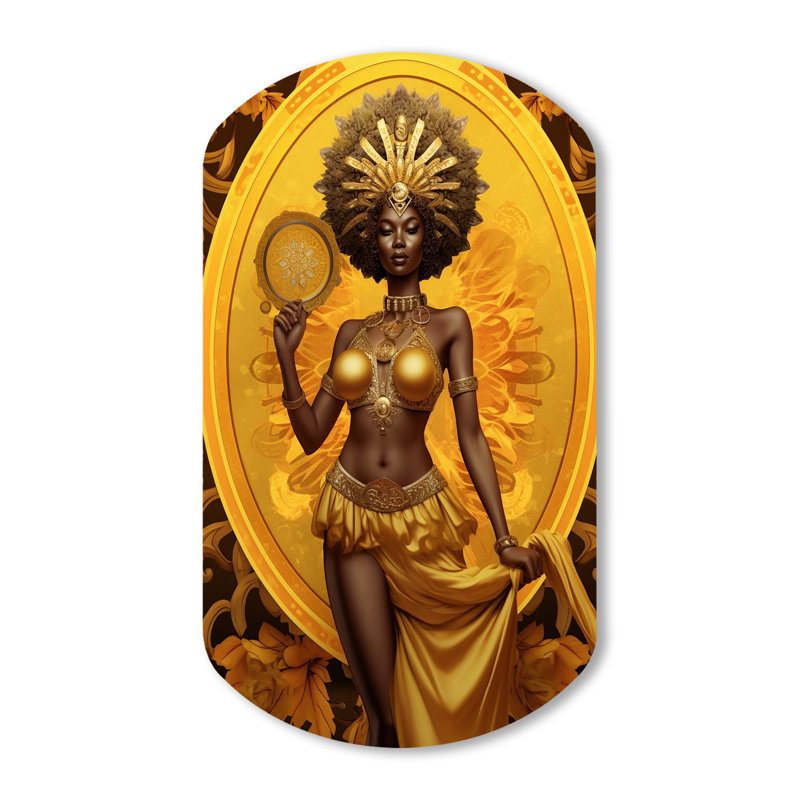 Greer - Art mural asymétrique en métal femme afro-américaine, H 31 po x l 19 po