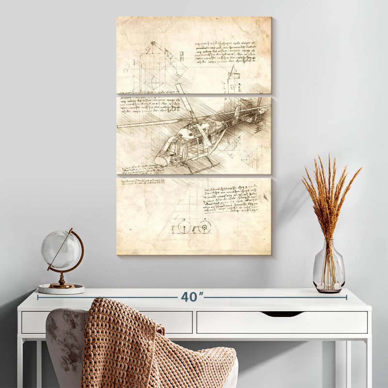 Mehar Helicopter Blueprint, 32" H x 20" W
