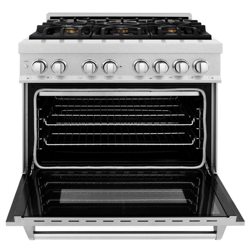ZLINE 36" Legacy Dual Fuel Range, Brass Burners Satin Stainless Steel