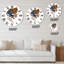 Horloge murale moderne formes élémentaires avec fleurs abstraites III-60329325