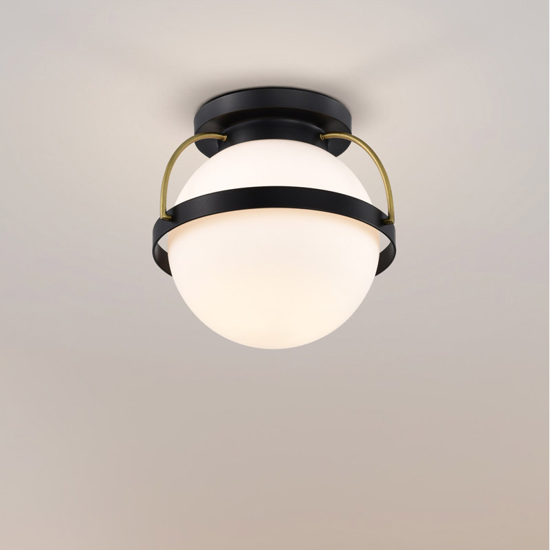 Plafonnier encastré en verre Orleans, Noir mat, H 9,13 po x l 10 po x P 10 po