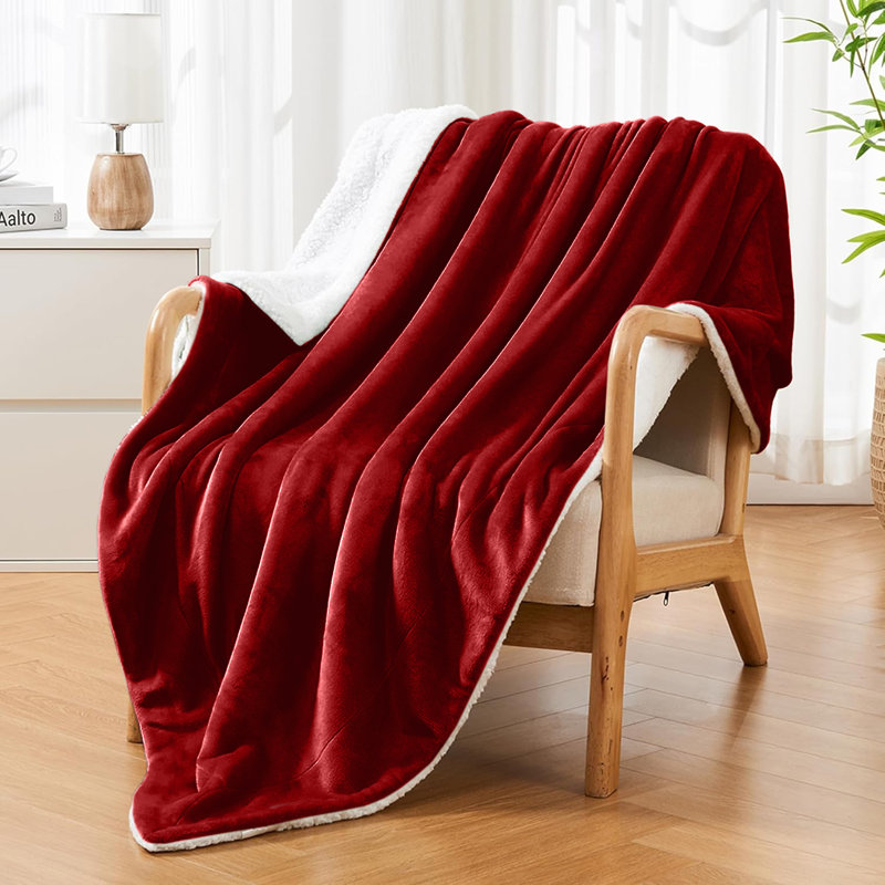 Adamczyk Soft Touch Mink Faux Fur Plush Sofa Throw/Blanket , 230cm x 270cm, Burgundy