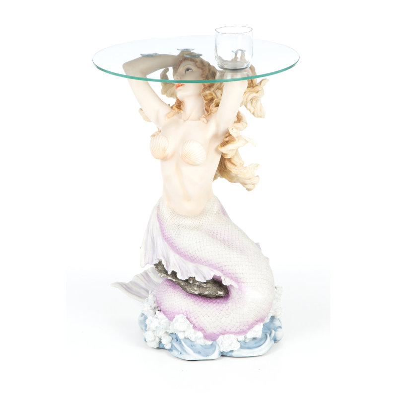 Mermaid of Magellan's Cove Glass Side Table